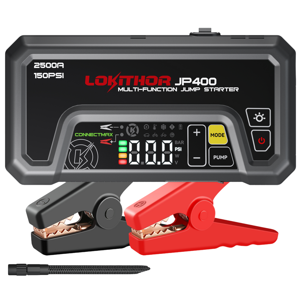 LOKITHOR JP400 Jump Starter with clamps and digital display