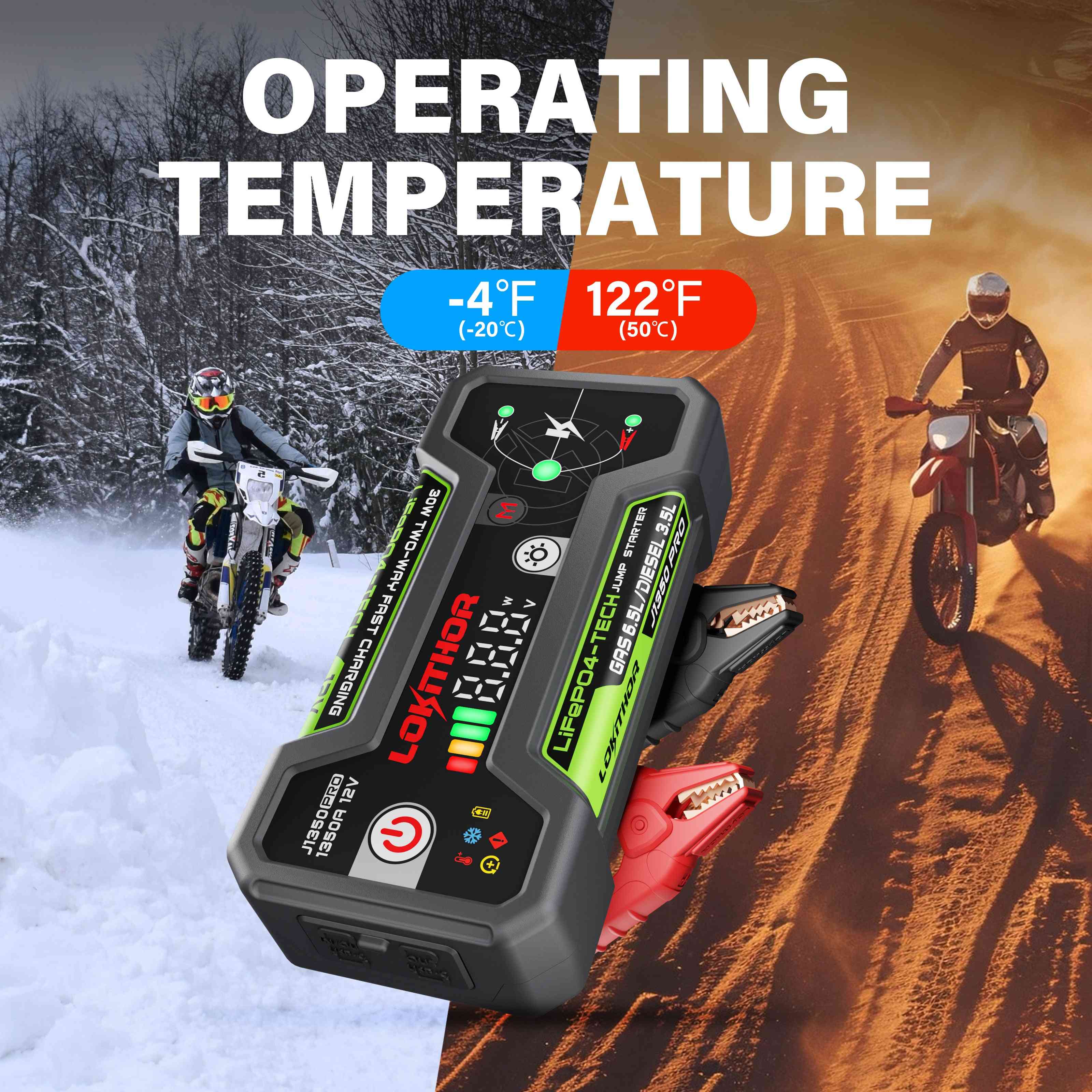 LOKITHOR J1350 Jump Starter operating temperature range